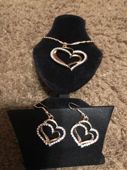 Bridesmaid white gold plated rhinestone pendant necklace earrings set