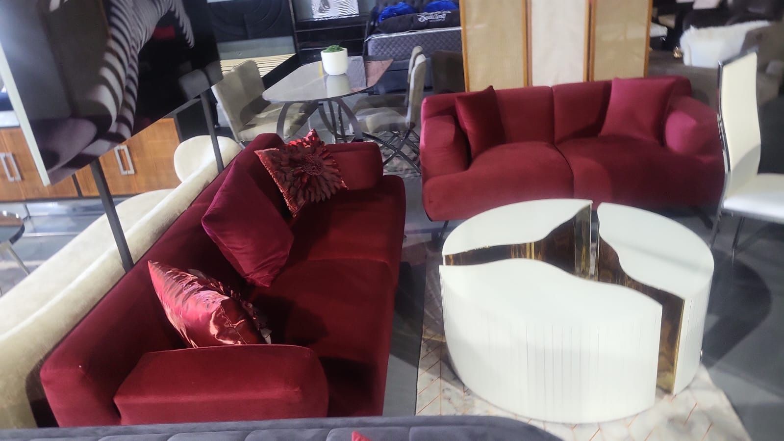 NEW 2 PIECE SET SOFA LIVESEAT RED VELVET