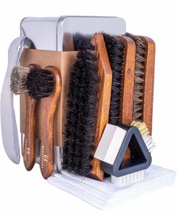 FootFitter Ultimate Shoe Care Kit with Premium Shine Brushes & Suede Tools Lifts Surface Dirt, Enhances Natural Finish & Helps Maintain Texture on Lea
