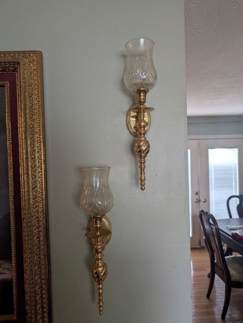 Pair Of Vintage Brass Candle Holder