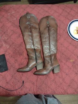 Women's Leather Western Cowgirl Boots ,Size 7 / Botas Para Mujer ,Medida 7