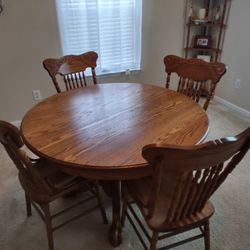 Oak Table, 48 Inch, 5 Chairs