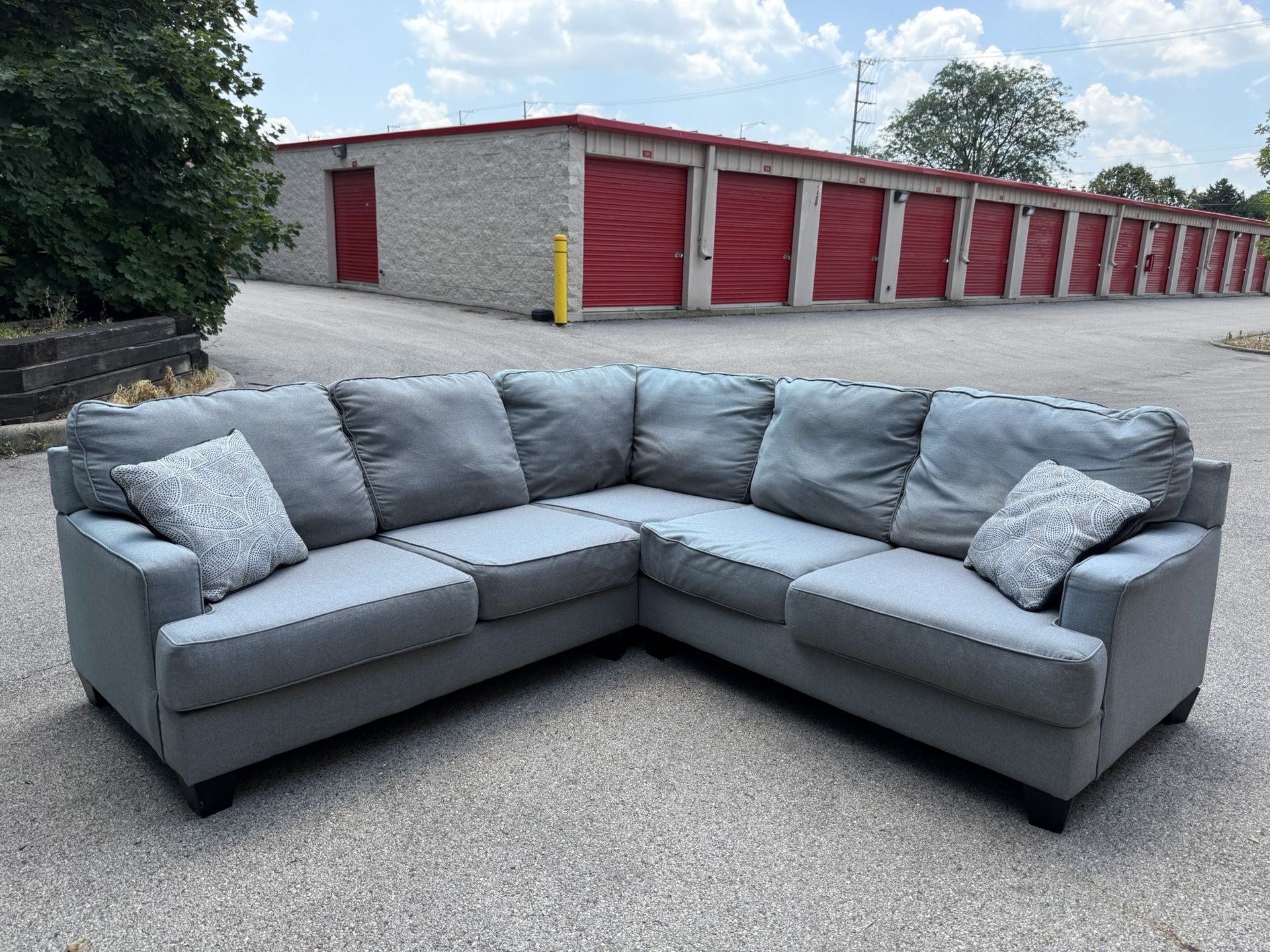 Gray / Teal Sectional Couch! ***Free CurbSide Delivery***