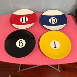 Set Of 4 Sonoma Billiards Plates 