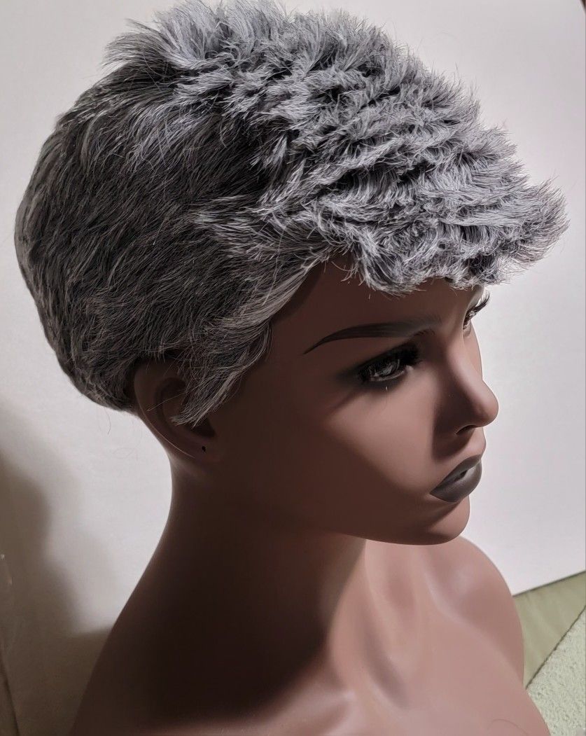 Old Lady Or Old Man Short Hair Gray Costume Wig