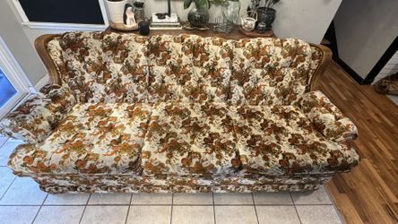 vintage retro 70s 80s sofa couch floral print EUC