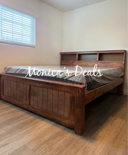 Cal King or King Solid Wood Bed With Memory Foam Mattress $800