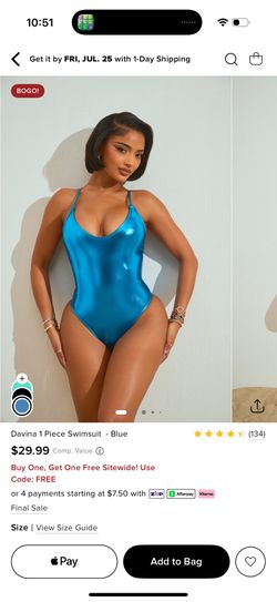 Brand New Fashion Nova 1 Piece Swimsuit - blue
