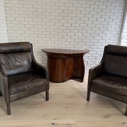 Restoration Hardware Leather Arm Chairs