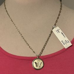 GOLDEN BUTTERFLY COIN NECKLACE 925 
