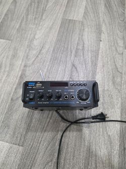 Pyle 200W Bluetooth Compact Power Amplifier - Wireless 2 Channel Audio Receiver with Dual Karaoke Mic Input - RCA - USB-A + SD Card MP3 Player - FM Ra
