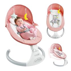 New Pink Electric Baby Swing Infants-Toddlers-5 Speed-Built-In Songs-Bluetooth-USB Music