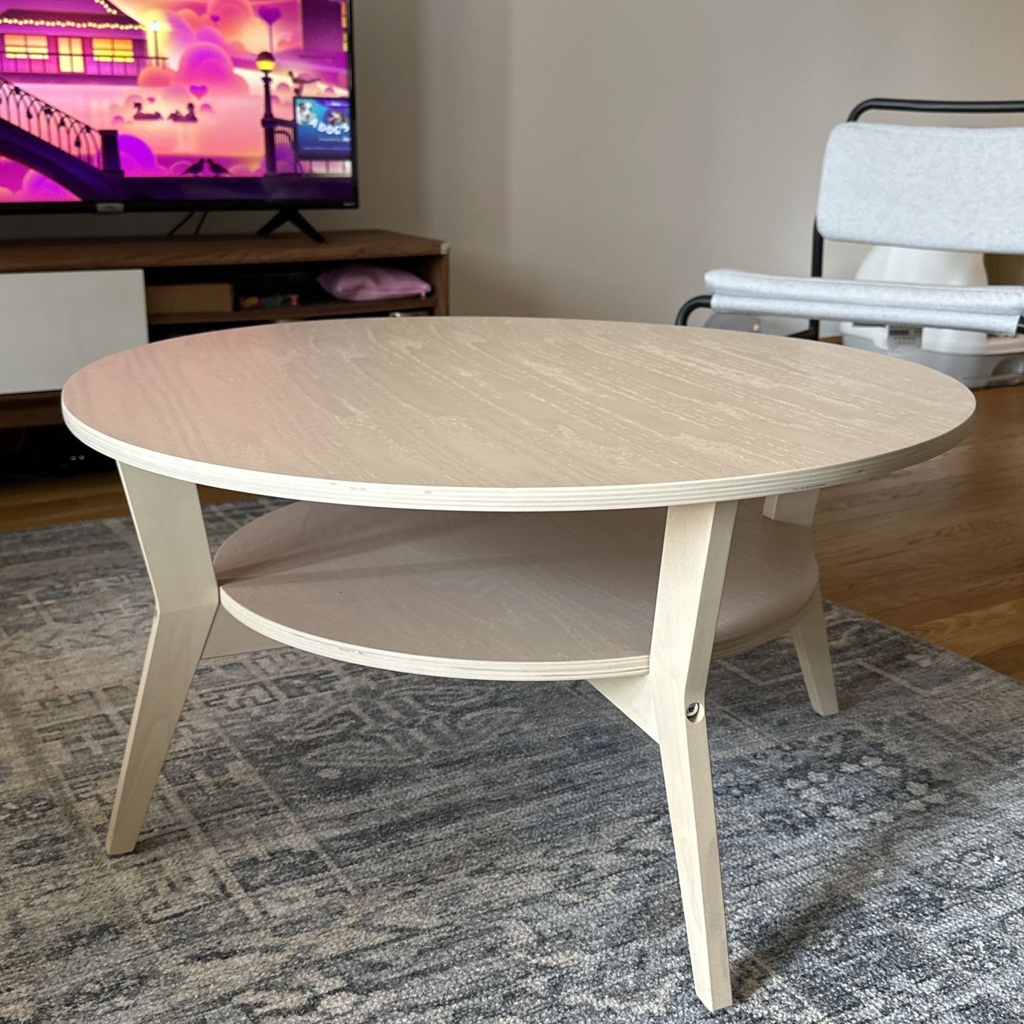 Round oak Scandinavian Coffee Table 