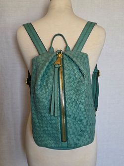 Aimee Kestenberg Tamitha Women's Leather Weave Teal Backpack
