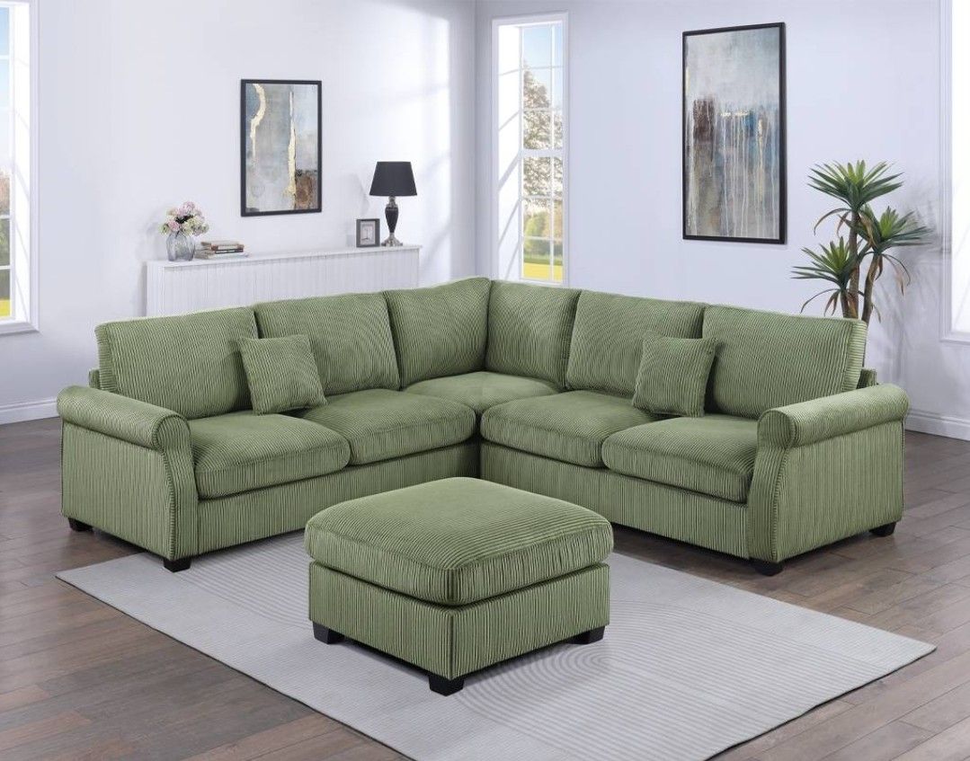 BRAND NEW 4PCS SECTIONAL SOFA SET WITH OTTOMAN AND ACCENT PILLOW INCLUDED $599