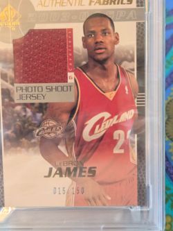 2003 Lebron James rookie SP authentic fabrics /150