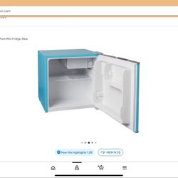 RCA RFR1115- Blue 1.6 Cubic Foot Mini Fridge, Blue With Freezer.