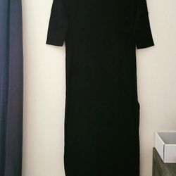 Poofw Black Long Casual/Maxi Dress With Splits