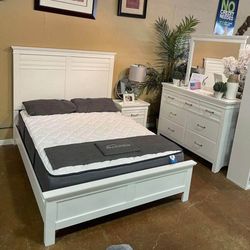 3 PCS QUEEN BEDROOM SET: QUEEN BED FRAME, NIGHTSTAND, DRESSER