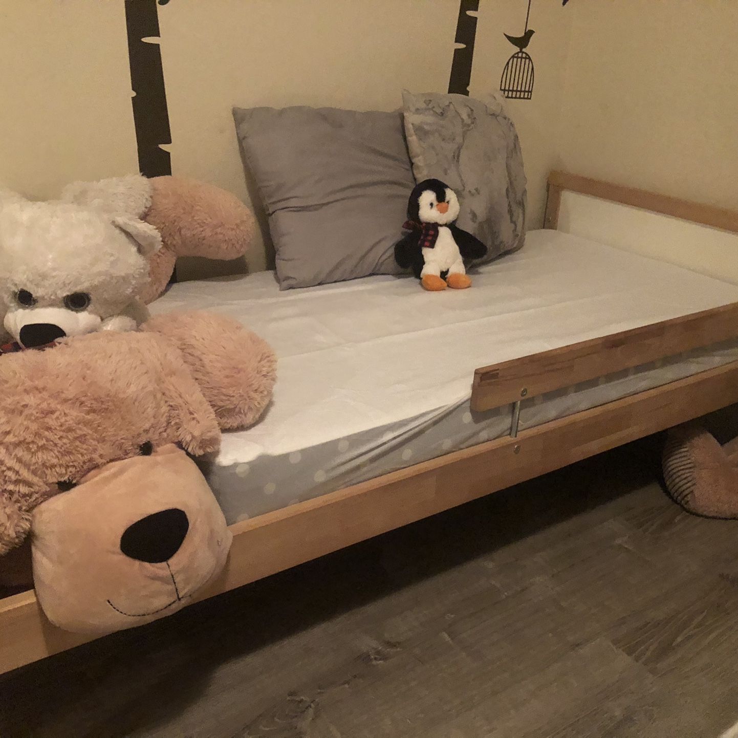 Ikea Twin Bed With Toddler Mattress And New Bed Sheet