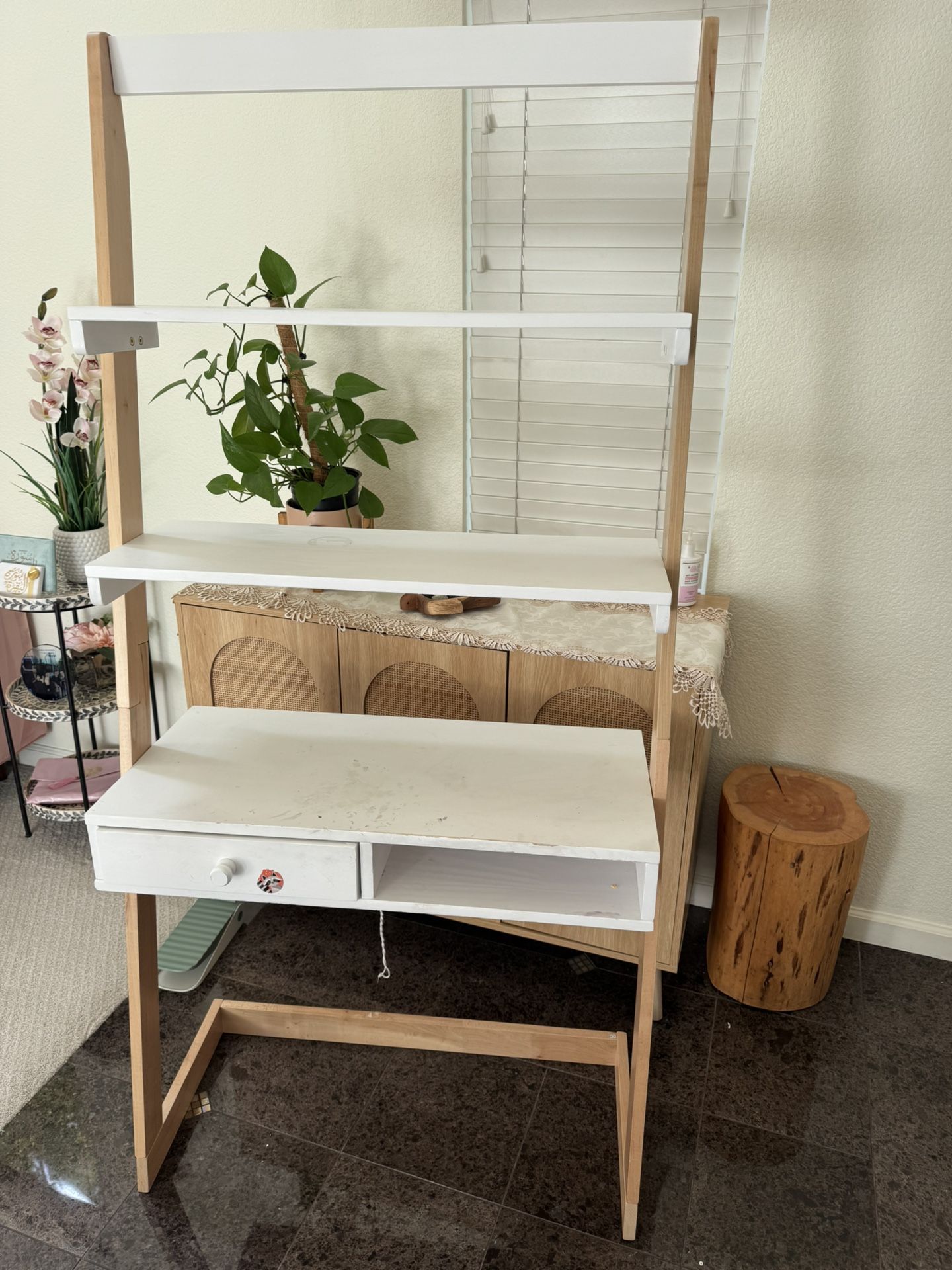 ✨ Stylish Ladder Desk – Natural Maple/White (with Drawer) – $25 ✨