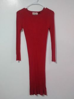 Superdry Red Long Sleeve Midi Dress
