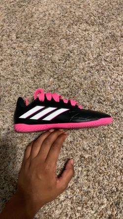 Kids Black and Pink Soccer Cleats