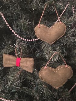 Army green hand sewn ornaments...