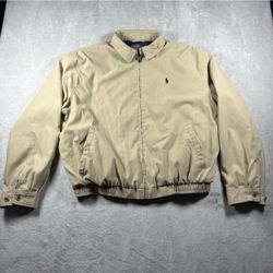 Vintage Polo Ralph Lauren Harrington Jacket Men’s XL Khaki Pony Plaid Lined #502