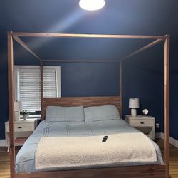 Wood Canopy King Bed Frame