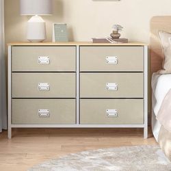 6 Drawer Dresser - 6 Fabric Drawers with Side Pocket