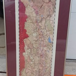 Framed Vintage Map: Napa Valley