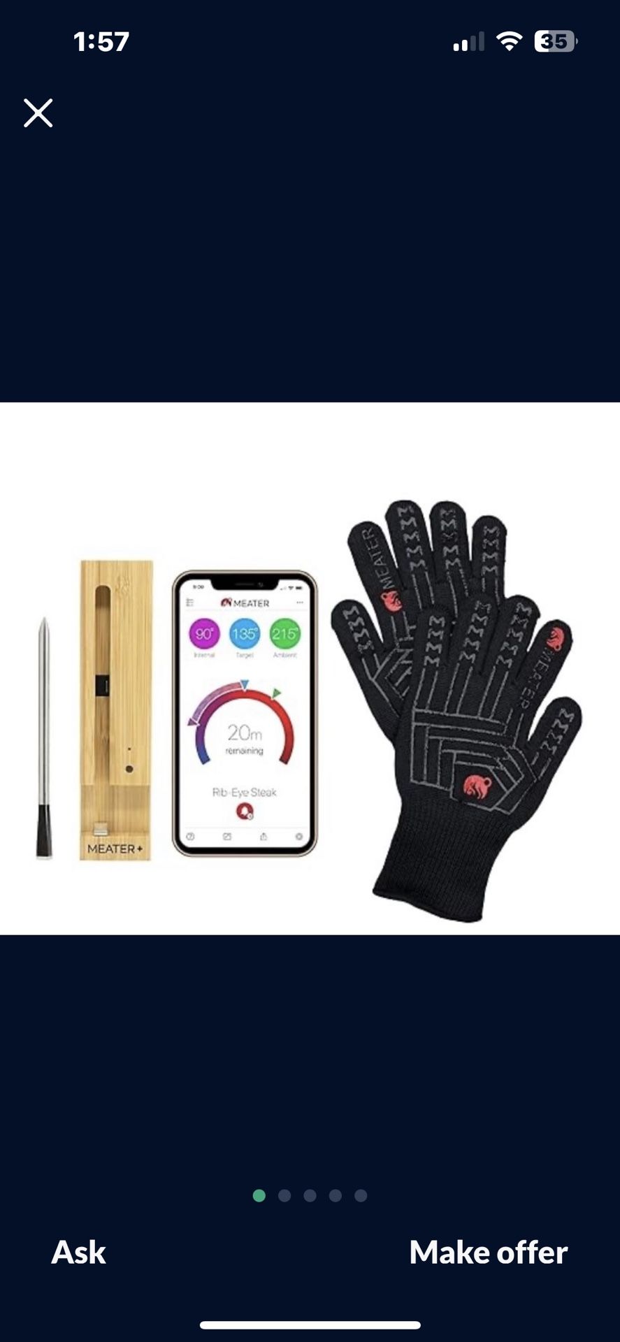 MEATER Plus Grillmaster Bundle Smart Meat Thermometer with BBQ/Oven Gloves Wireless Bluetooth Range