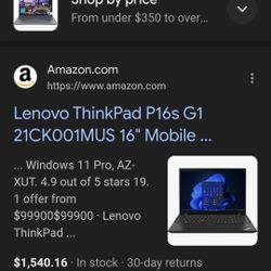 Lenovo ThinkPad P16s G1 21CK001MUS 16" Mobile ...