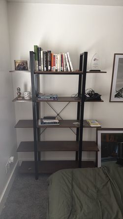 Wood and metal bookshelf