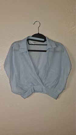 Light Blue Wrap Crop Top