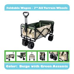 Beach/Camping Foldable Wagon - 7" All Terrain Wheels
