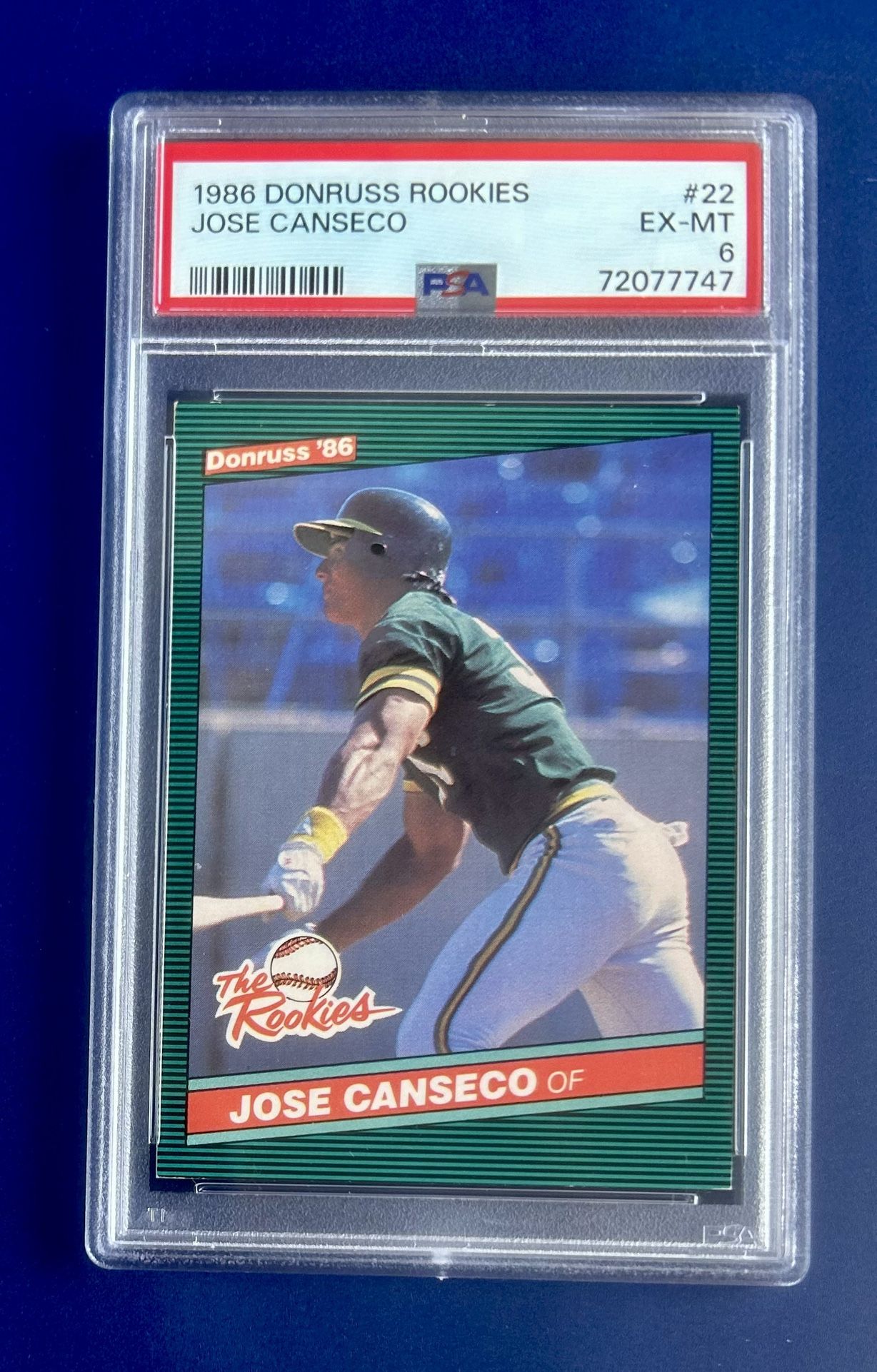 1986 Donruss Jose Canseco Rookie Baseball Card Graded PSA 6