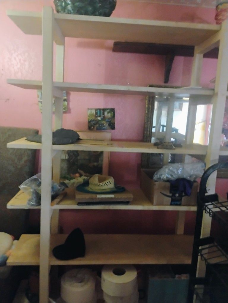 Crate And Barrel Large Wood 6 Shelves Unit