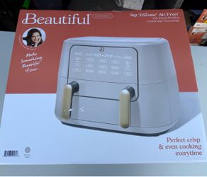 Beautiful 9 Qt TriZone Air Fryer, Porcini Taupe by Drew Barrymore