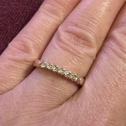 14kt Wedding Band .25 Moissanite High End Signed 14k Y. Gold 2.8 Grams Estate