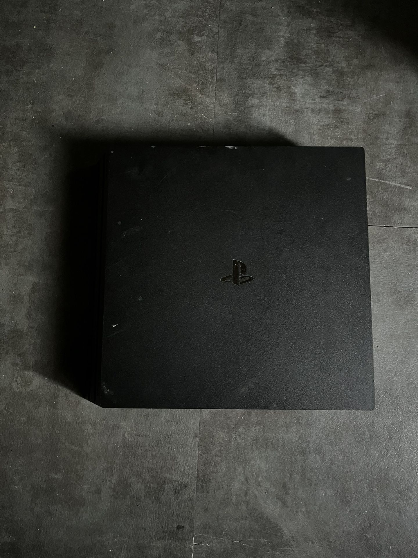 PS4 Pro + 2 Controllers & Cables (Broken – Shuts Off After Boot) – No Hard Drive Included – For Parts Only