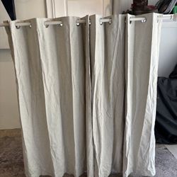 Light-Filtering Grommet Curtains  w/ White Decorative Rod (2 Panels)