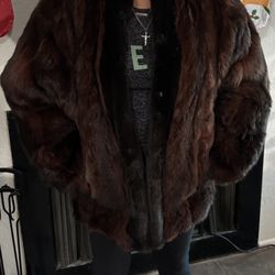 O-Possum Bomber Jacket Black Mink Tuxedo, Reverse To Black Leather 