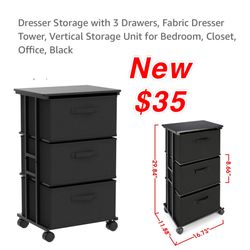 New Dresser Storage with 3 Drawers, Fabric Dresser Tower, Vertical Storage Unit for Bedroom, Closet, Office, Black $35 cash only East Palmdale  
