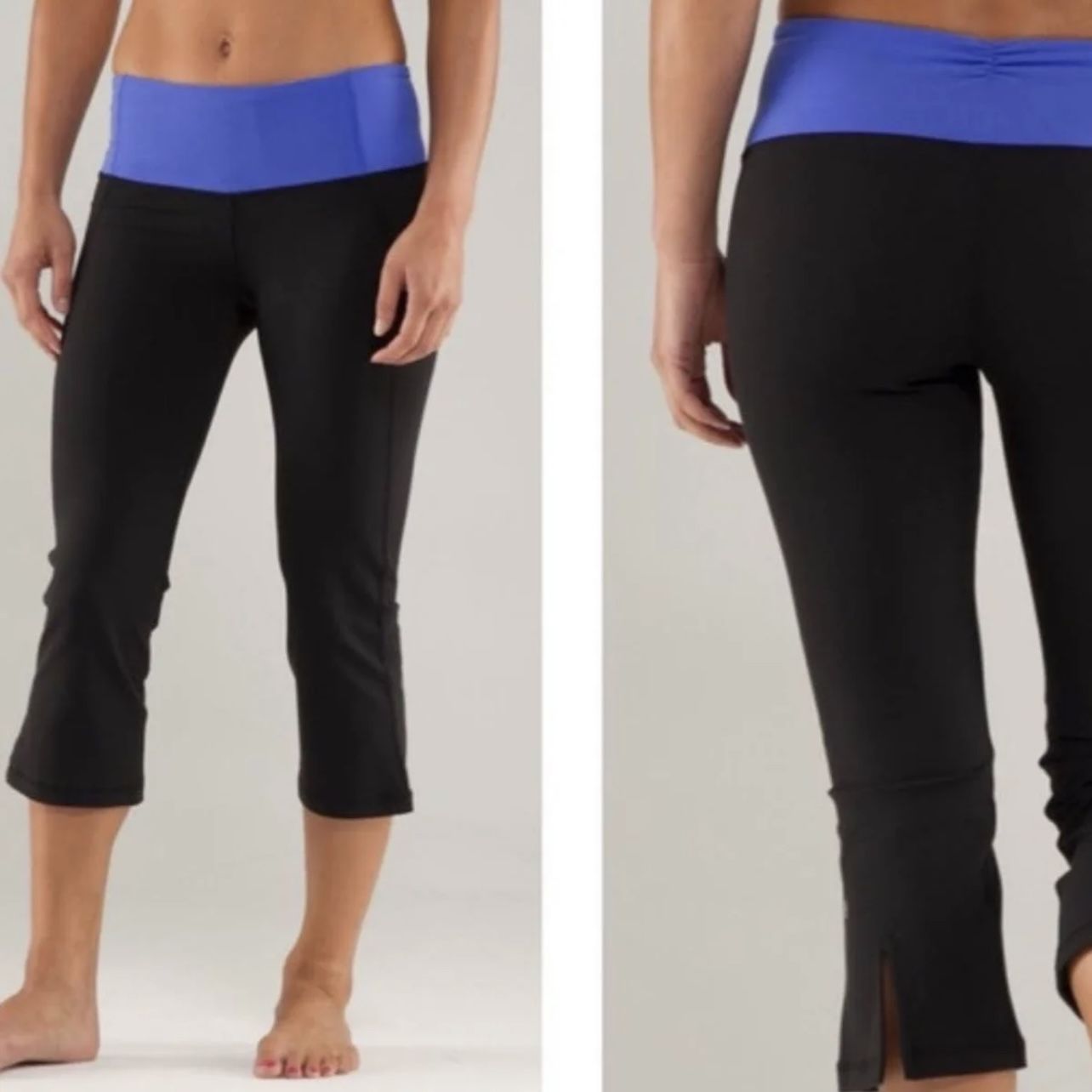 LULULEMON Purple Black Gather & Crow Crop Leggings
