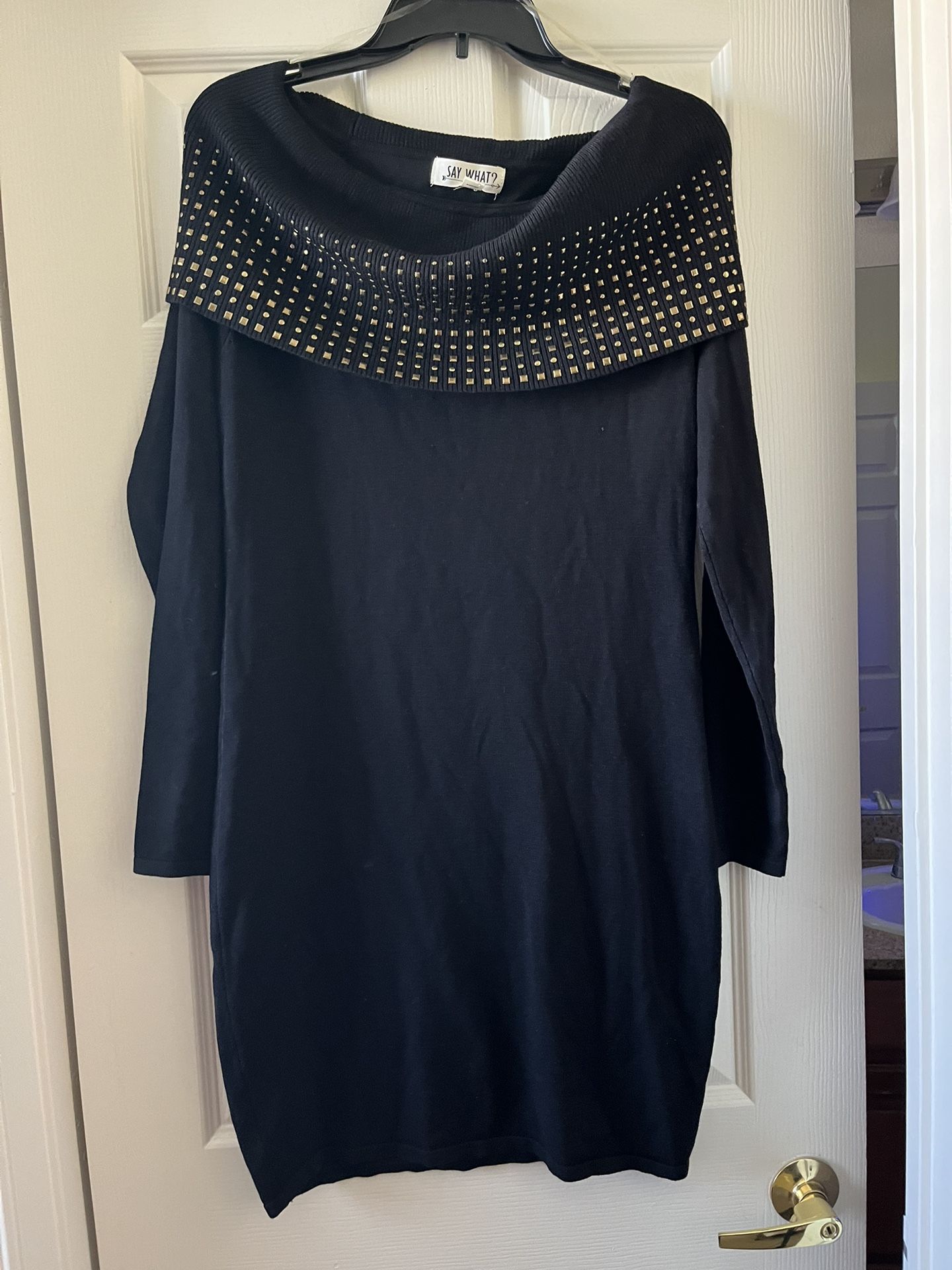 Strapless Gold Studded Knit Dress $18.00