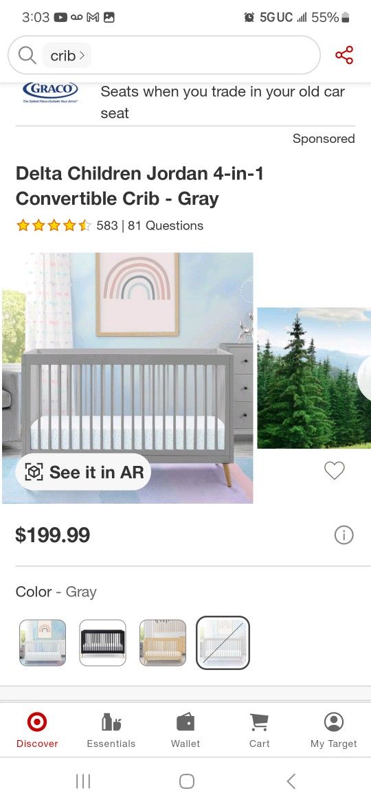 New Crib 4in1 Delta Children. Gray color.