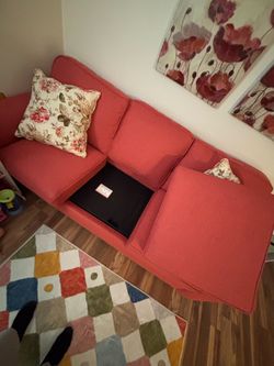 Red 3 seat pull out sofa