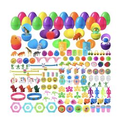JOYIN 144 Pcs Prefilled Easter Eggs with Toys Plus Stickers Inside, Stuffed Toys for Easter Eggs Hunt, Basket Stuffers/Fillers, Party Favor, Classroom